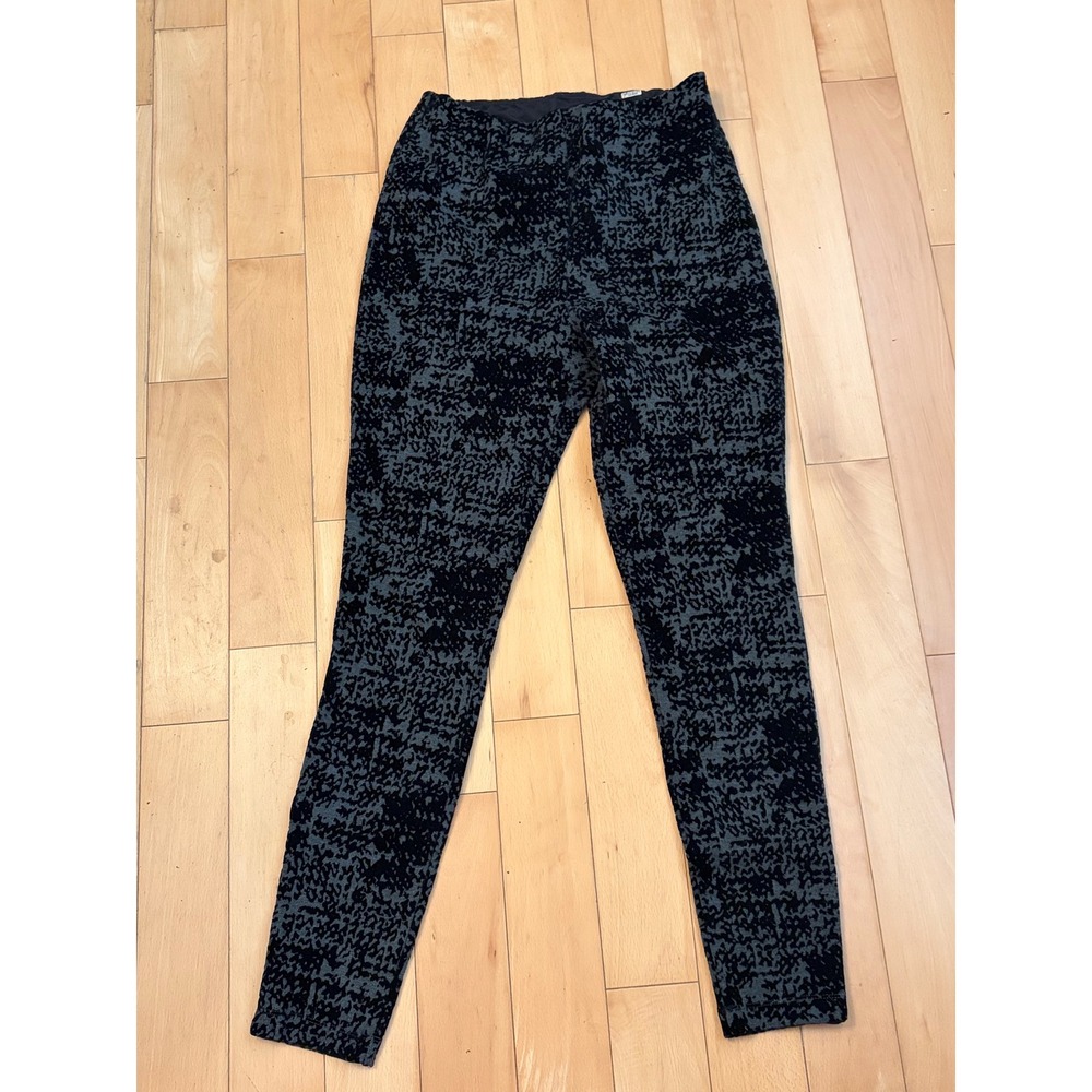 Lysse Leggings Womens Medium Black Gray Abstract Jacquard High Rise Slim Pants